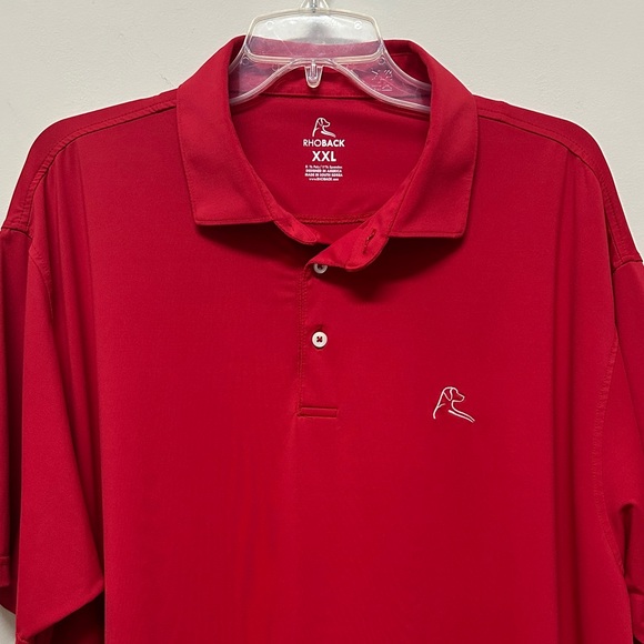 NWOT Rhoback Men's Red Polo Golf Shirt embroidered Dog Logo on chest size XXL - Picture 1 of 10